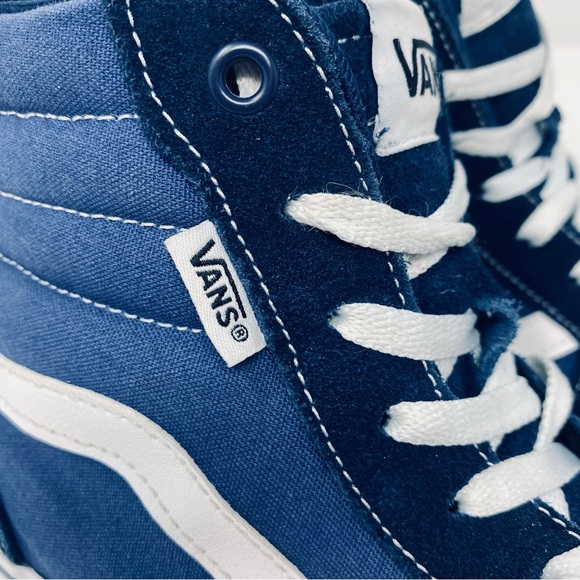 VANS Men's 11 Filmore Navy Blue Denim High-Top SK8 Shoes Sneakers Streetwear - Picture 12 of 15